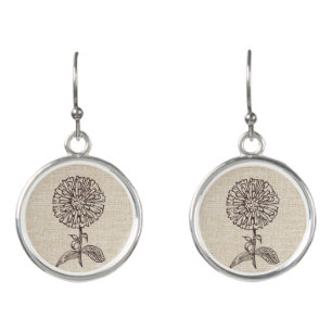 Cute Birth Month September Aster Flower Earrings