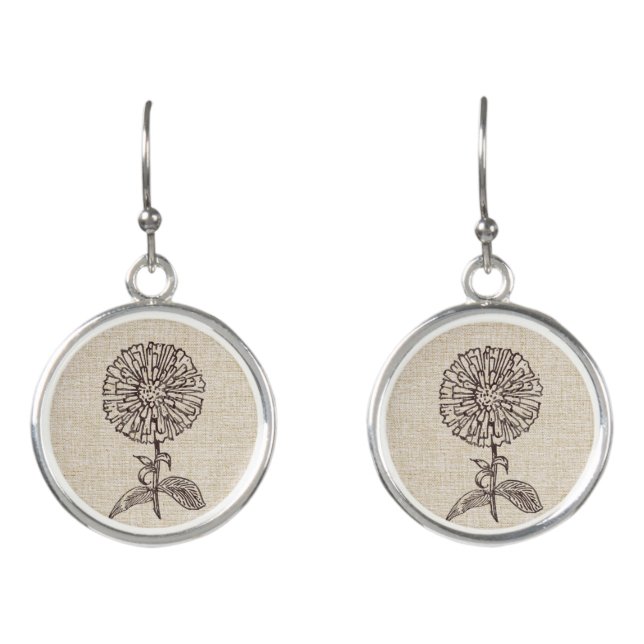 Cute Birth Month September Aster Flower Earrings (Front)