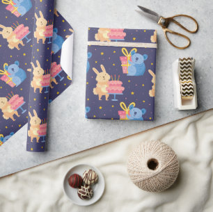 Cute Birthday Animals Wrapping Paper