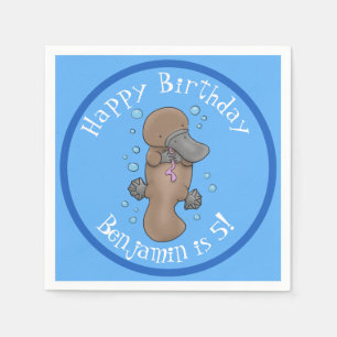 Cute birthday baby personalised platypus cartoon napkins