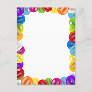 Cute Birthday Balloon Border Colorful Postcard