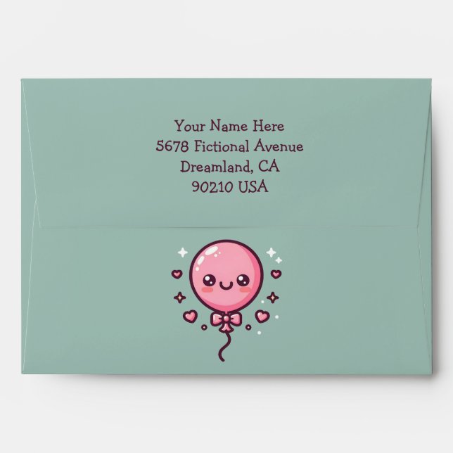 Cute Birthday Balloon Envelopes (Back (Top Flap))