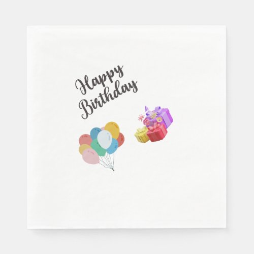 Cute Birthday Balloons and Gifts Custom Name Party Napkins