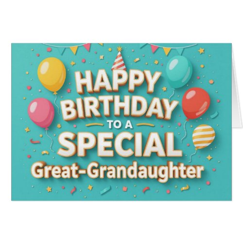 Cute Birthday Balloons Card Great Granddaughter