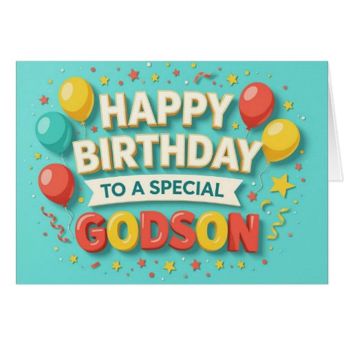 Cute Birthday Balloons & Confetti Card for Godson