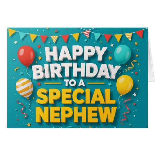 Cute Birthday Balloons & Confetti Card for Nephew