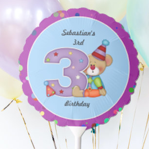 Cute Birthday Bear Age 3 Balloon
