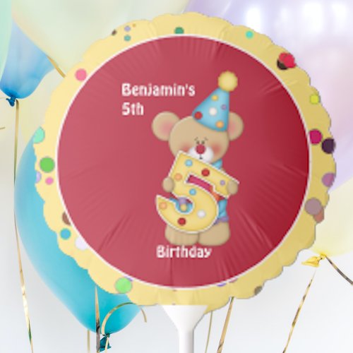 Cute Birthday Bear Age 5 Balloon