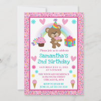 Cute Birthday Bear & Rainbow & Cake