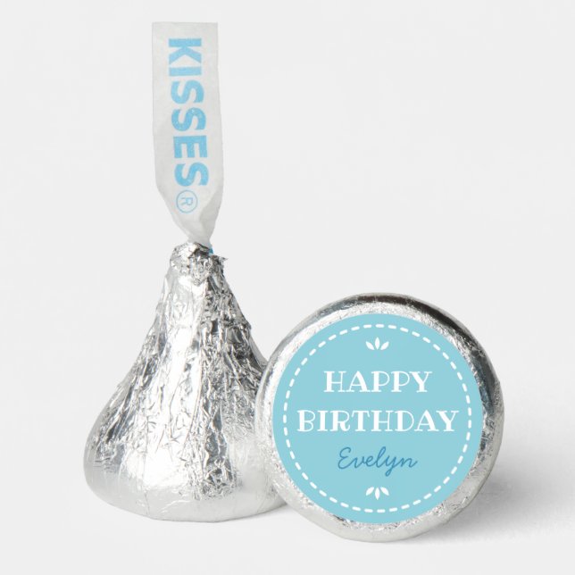 Cute Birthday Blue Custom Name Hershey®'s Kisses® (Front)