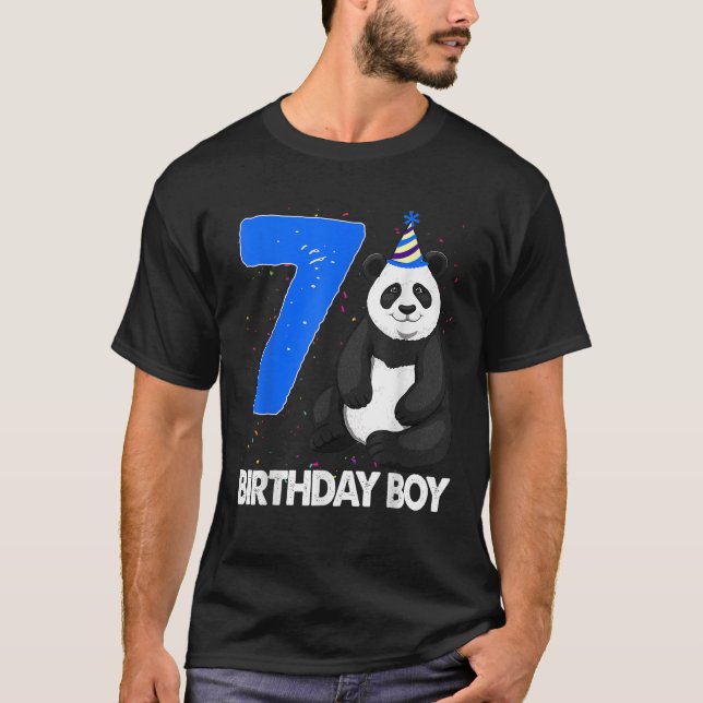 Cute Birthday Boy 7 Pandas Funny Bear Tees Panda L (Front)
