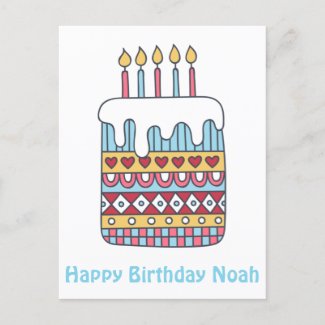 Cute Birthday Cake - Colourful Kids' Birthday Post Postcard