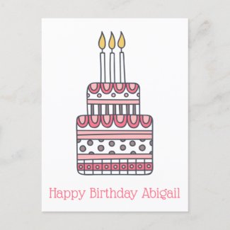 Cute Birthday Cake - Colourful Kids' Birthday Postcard
