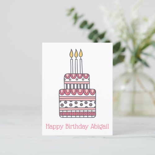 Cute Birthday Cake _ Colourful Kids Birthday Postcard