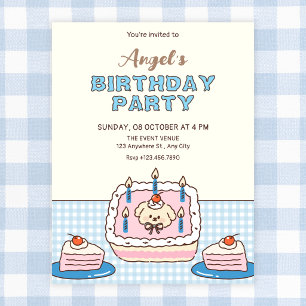 Cute birthday cake invitation