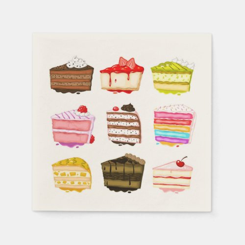 Cute birthday cakes colourful cream napkins
