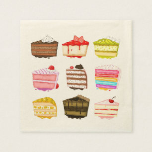 Cute birthday cakes colourful cream napkins