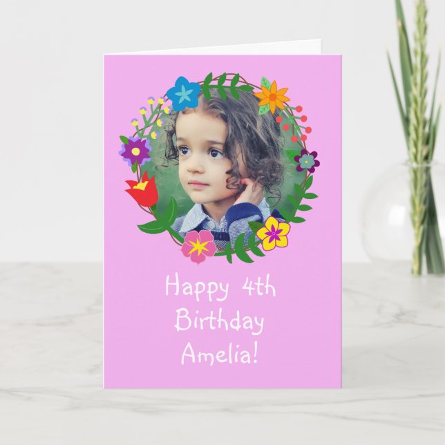 Cute Birthday Card Kids Girls Photo Personalize (Front)