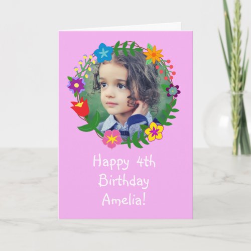 Cute Birthday Card Kids Girls Photo Personalize