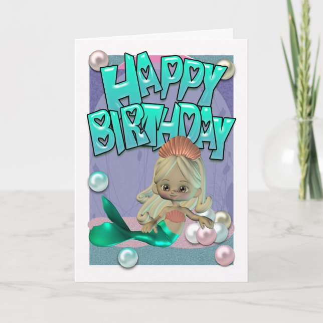 Cute Birthday Card With Mermaid (Front)
