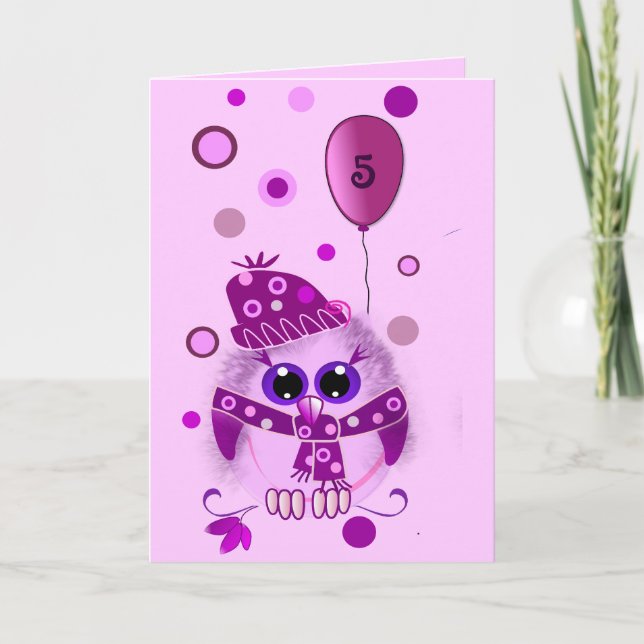 Cute birthday card with owl and text (Front)