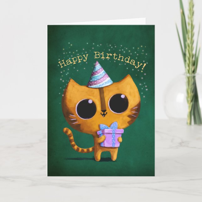Cute Birthday Cat Card (Front)
