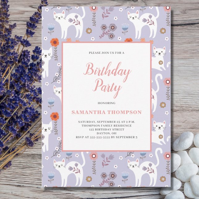 Cute Birthday Cat Pattern Invitation (Creator Uploaded)