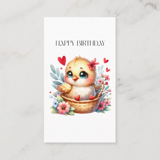 Cute Birthday Chick. Calling Card (Front)