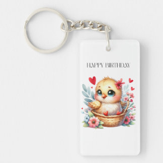 Cute Birthday Chick. Keychain