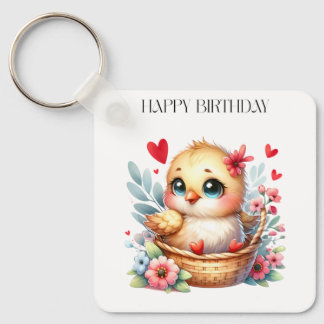 Cute Birthday Chick. Keychain