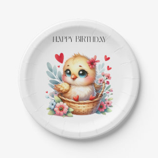 Cute Birthday Chick. Paper Plates