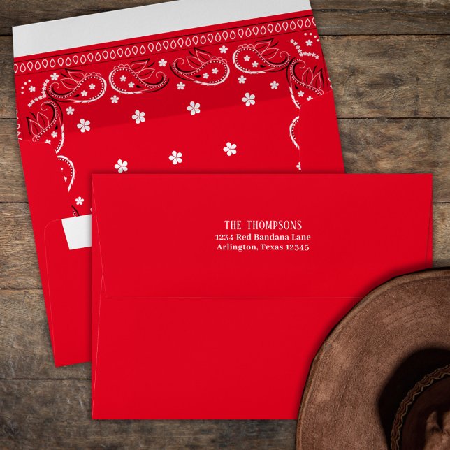 Cute Birthday Cowboy Rodeo Simple Red Bandana  Envelope (Creator Uploaded)