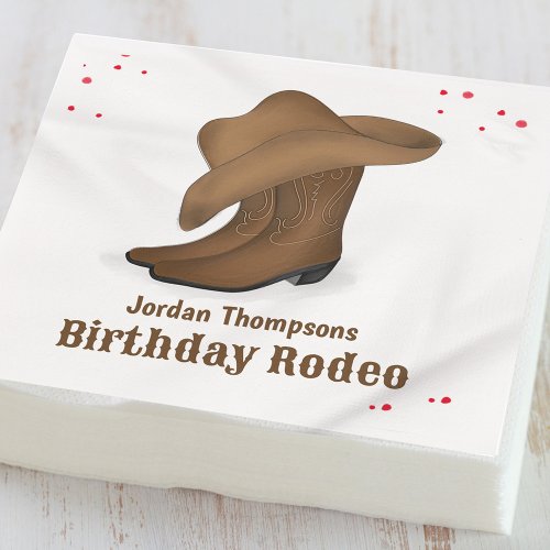 Cute Birthday Cowboy Rodeo Simple Red Bandana  Napkins