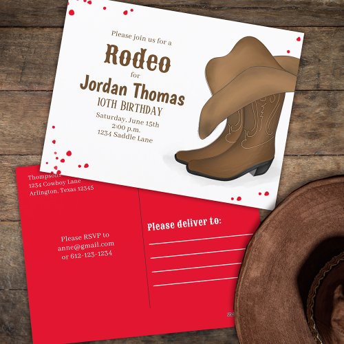 Cute Birthday Cowboy Rodeo Simple Red Bandana  Postcard