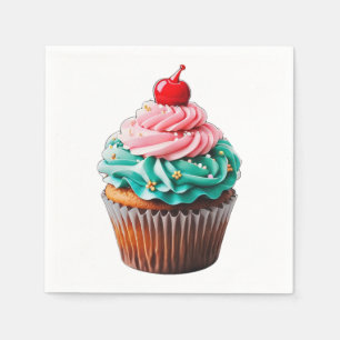 Cute Birthday Cupcake Dessert Illustration Clipart Napkins