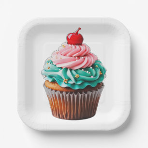 Cute Birthday Cupcake Dessert Illustration Clipart Paper Plates