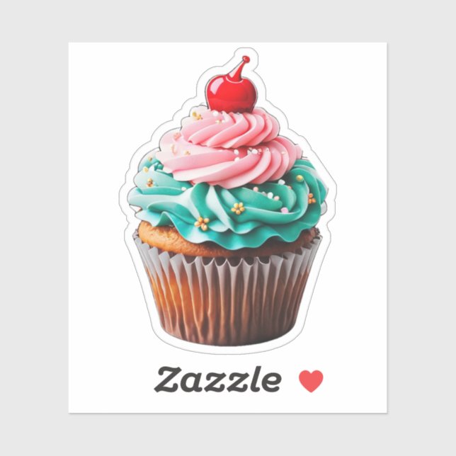Cute Birthday Cupcake Dessert Illustration Clipart Sticker (Sheet)