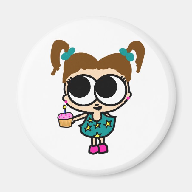 Cute Birthday Cupcake Girl, design by LanaToons Magnet (Front)