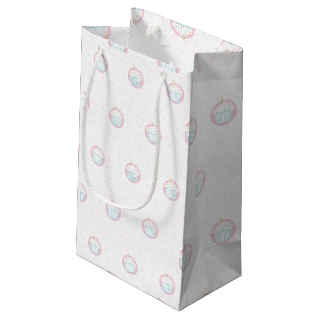 Cute Birthday Cupcake with Candle Small Gift Bag (Back Angled)