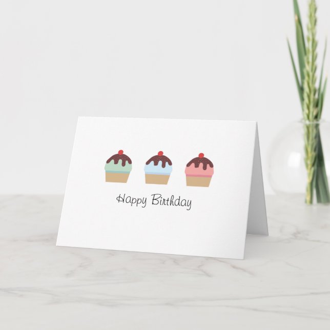 Cute Birthday Cupcakes With Frosting Colorful Card (Front)