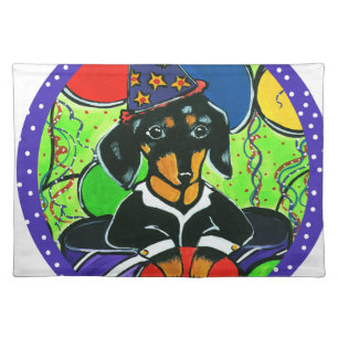 Cute Birthday Dachshund Cloth Placemat