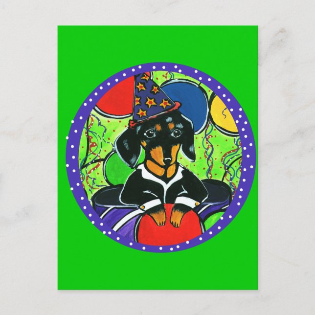 Cute Birthday Dachshund Postcard (Front)