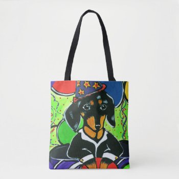 Cute Birthday Dachshund  Tote Bag by Dachshunds_by_Joanne at Zazzle