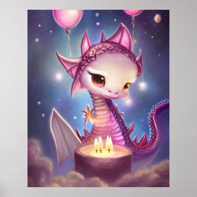 Cute Birthday Dargon Poster (Front)