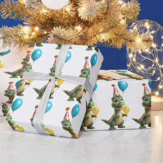 Cute Birthday Dinosaur Wrapping Paper | Colorful B
