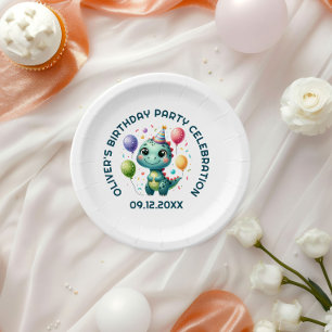 Cute Birthday Dinosur Paper Plates