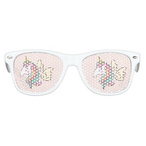 Cute Birthday Doodle Flying Rainbow Unicorn Kids Sunglasses