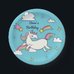 Cute Birthday Doodle Rainbow Unicorn Stars Clouds Paper Plates<br><div class="desc">Available here:
http://www.zazzle.com/selectpartysupplies</div>