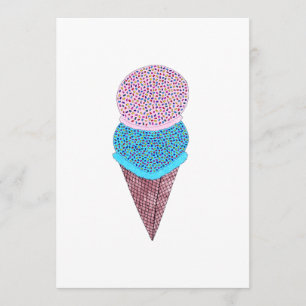 Cute Birthday Double Ice Cream In Cone Card
