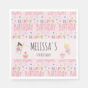 Cute Birthday Fairy Personalized Party Napkins